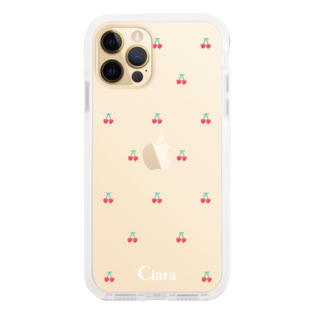 iPhone11ProMax クッションバンパー 耐衝撃クリアケース タイニーチェリー レッド