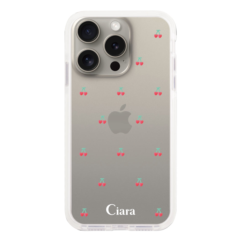 iPhone15Pro クッションバンパー 耐衝撃クリアケース タイニーチェリー レッド