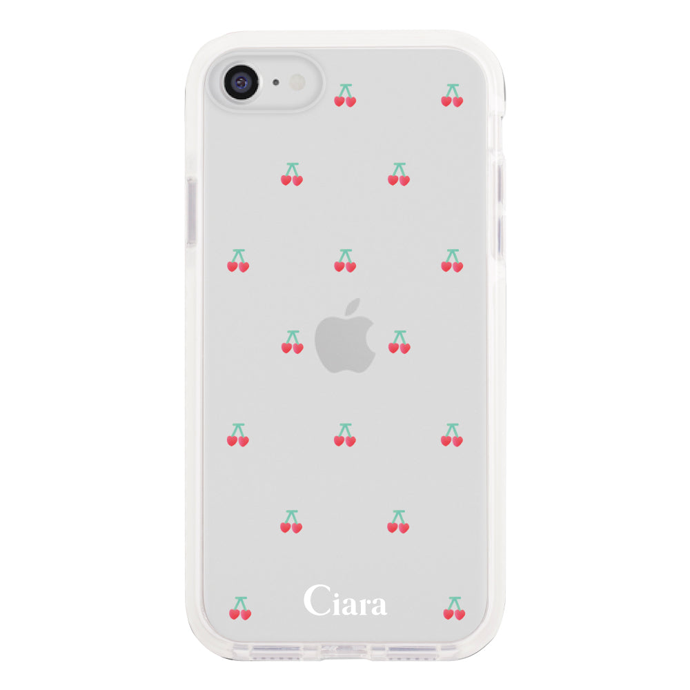 iPhone7/8/SE2/SE3 クッションバンパー 耐衝撃クリアケース タイニーチェリー レッド