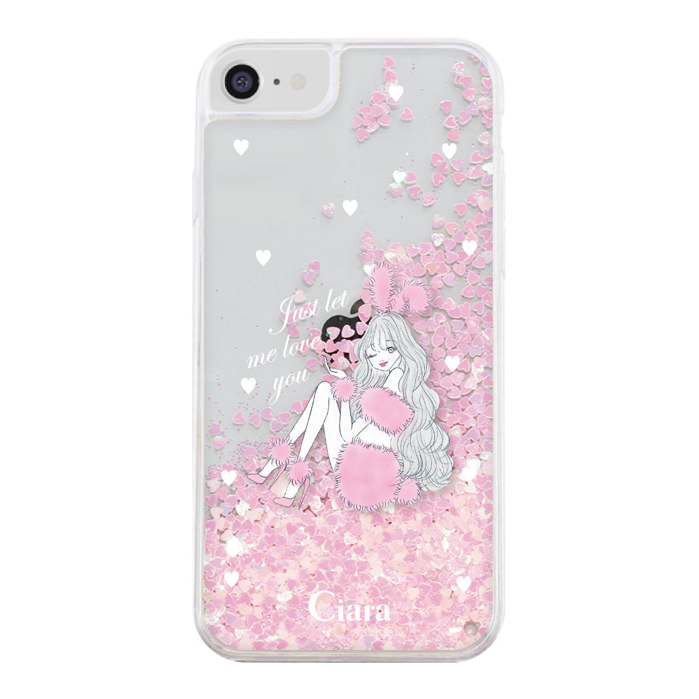 iPhoneSE2/SE3 グリッター オイルクリアケース ピンクバニー ピンク