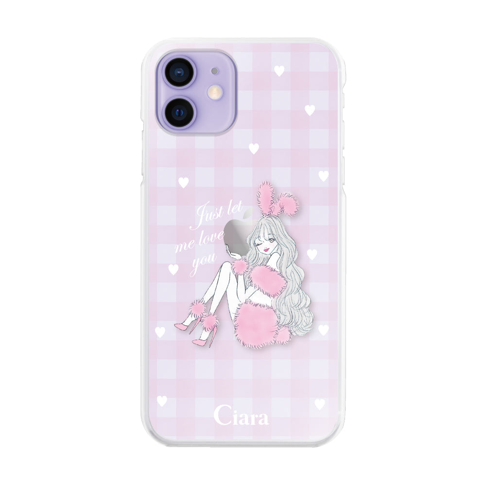 iPhone12/12Pro ハイブリッド クリアケース ピンクバニー ピンクチェック