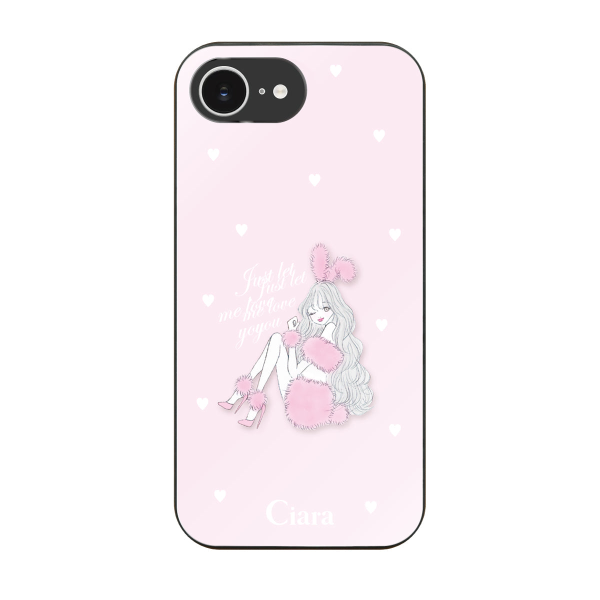iPhone16e ガラス 強化ガラスケース ピンクバニー ピンク