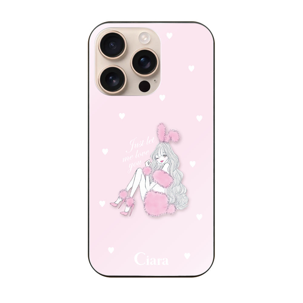 iPhone16Pro ガラス 強化ガラスケース ピンクバニー ピンク