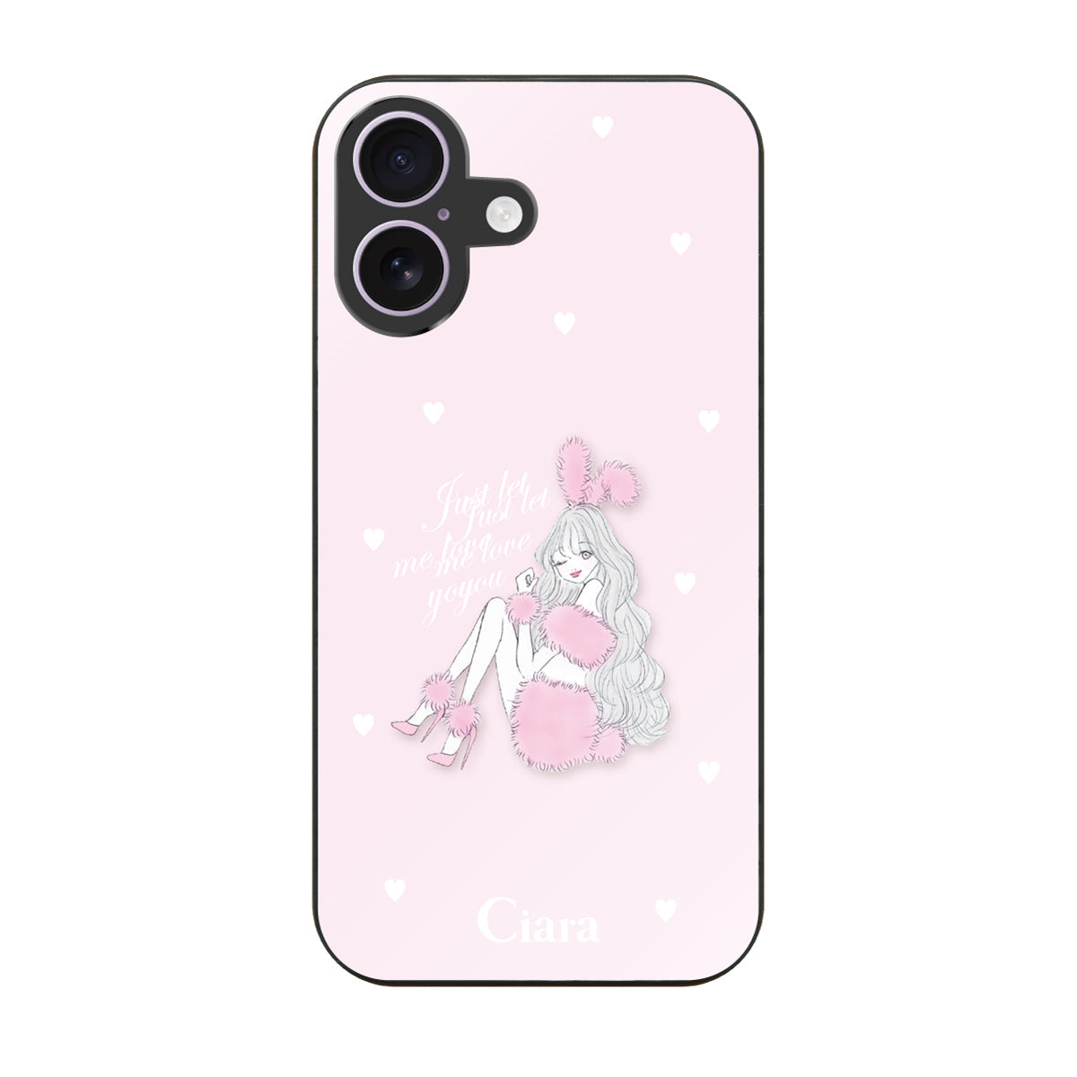 iPhone17 ガラス 強化ガラスケース ピンクバニー ピンク