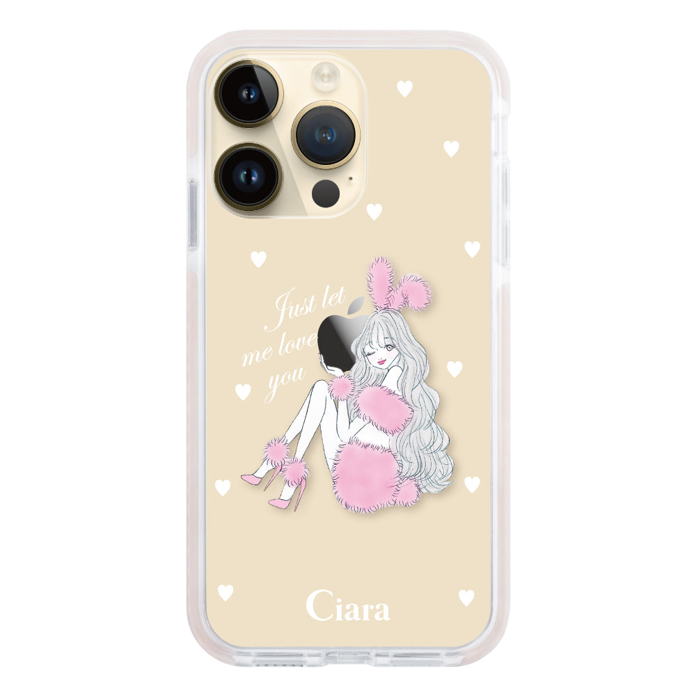 iPhone14Pro クッションバンパー 耐衝撃クリアケース ピンクバニー ピンク