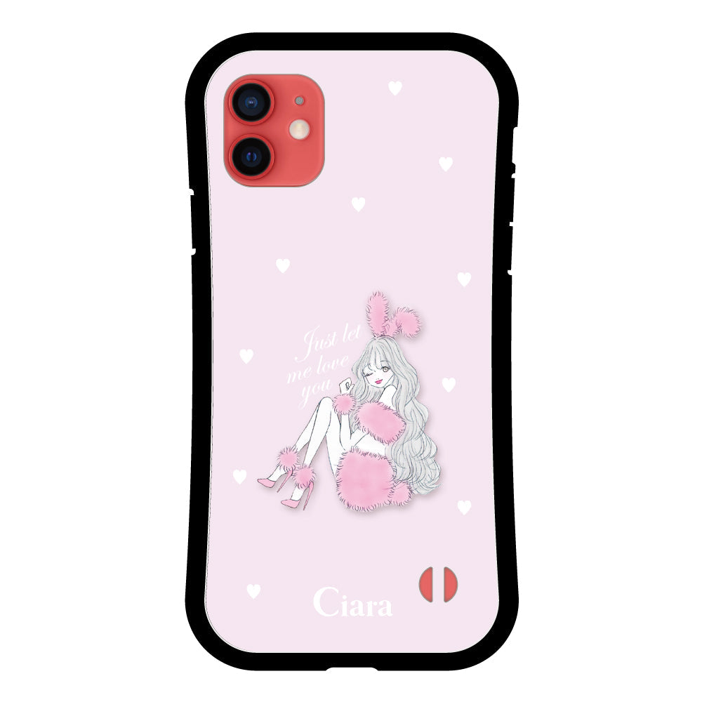 iPhone11 グリップ 耐衝撃ケース ピンクバニー ピンク