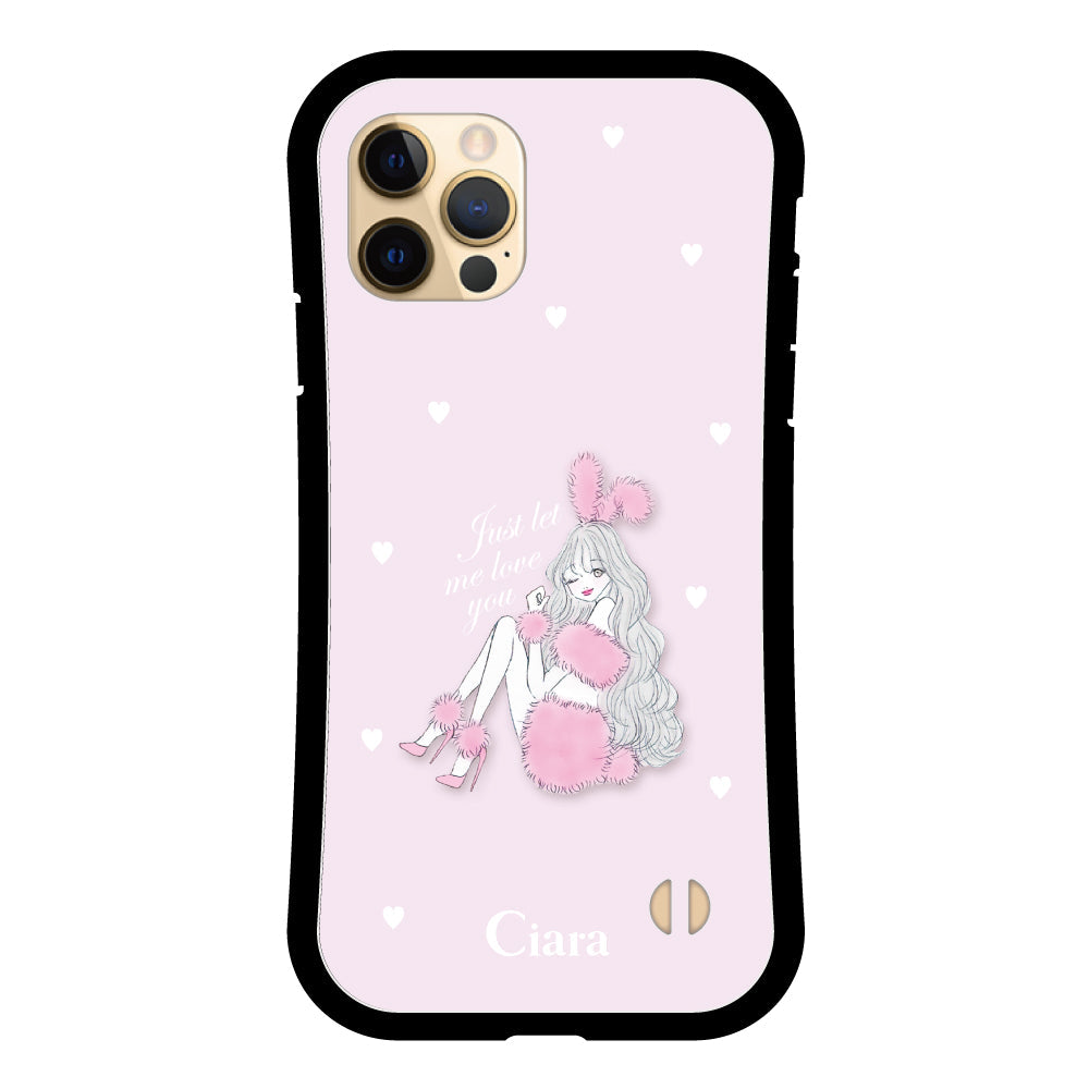 iPhone11ProMax グリップ 耐衝撃ケース ピンクバニー ピンク