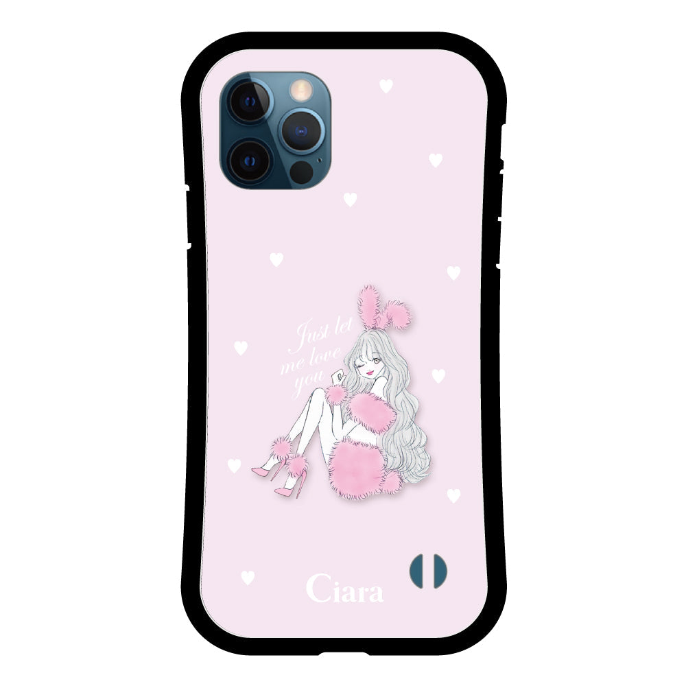 iPhone12ProMax グリップ 耐衝撃ケース ピンクバニー ピンク