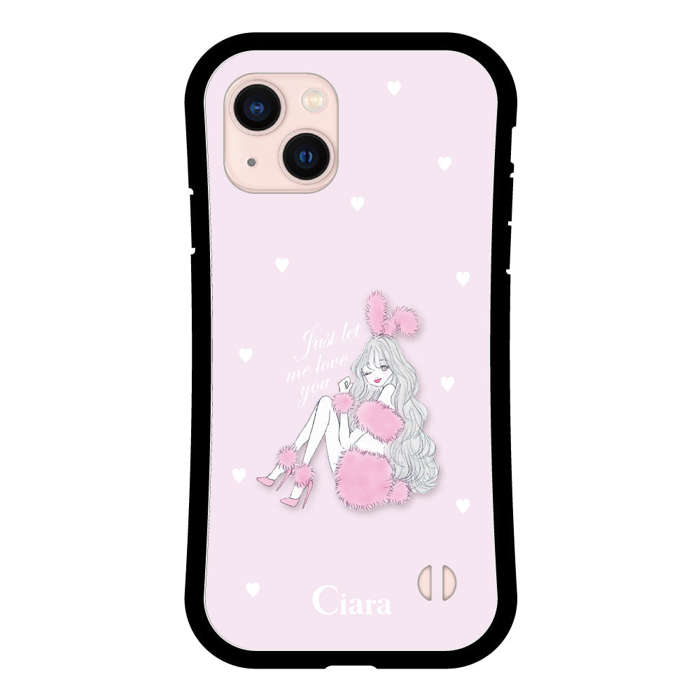 iPhone13 グリップ 耐衝撃ケース ピンクバニー ピンク