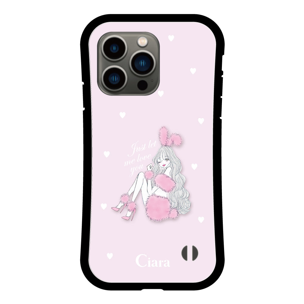 iPhone13Pro グリップ 耐衝撃ケース ピンクバニー ピンク