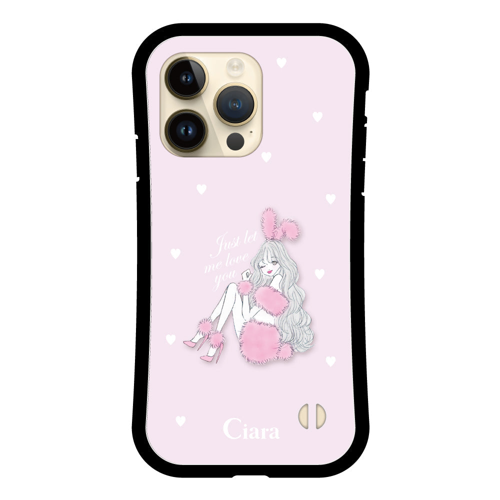 iPhone14Pro グリップ 耐衝撃ケース ピンクバニー ピンク