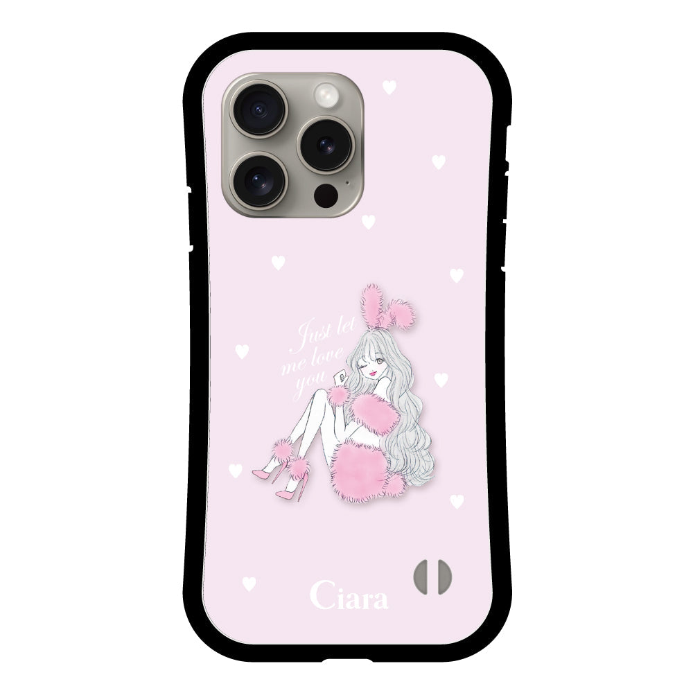 iPhone15Pro グリップ 耐衝撃ケース ピンクバニー ピンク
