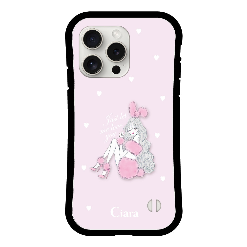 iPhone15ProMax グリップ 耐衝撃ケース ピンクバニー ピンク