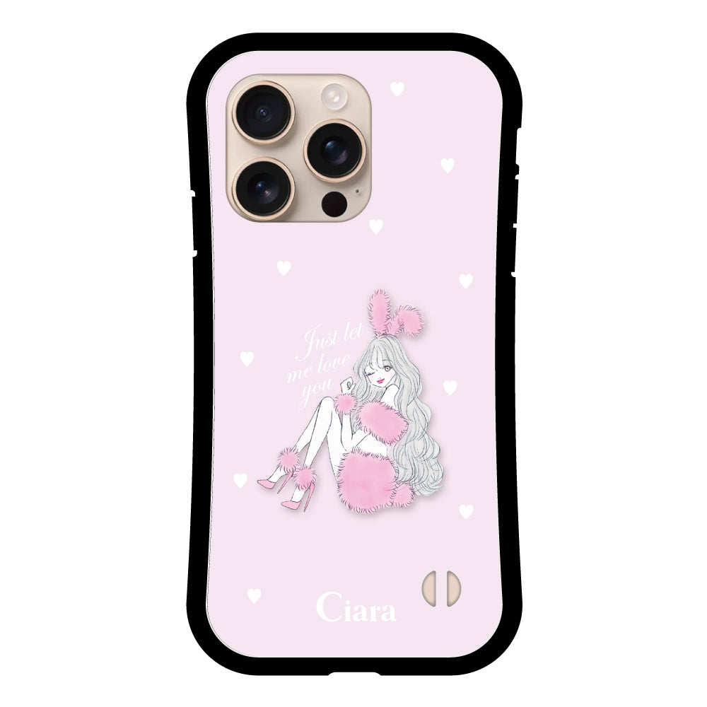 iPhone16Pro グリップ 耐衝撃ケース ピンクバニー ピンク