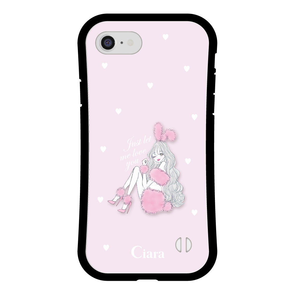 iPhone7Plus/8Plus グリップ 耐衝撃ケース ピンクバニー ピンク