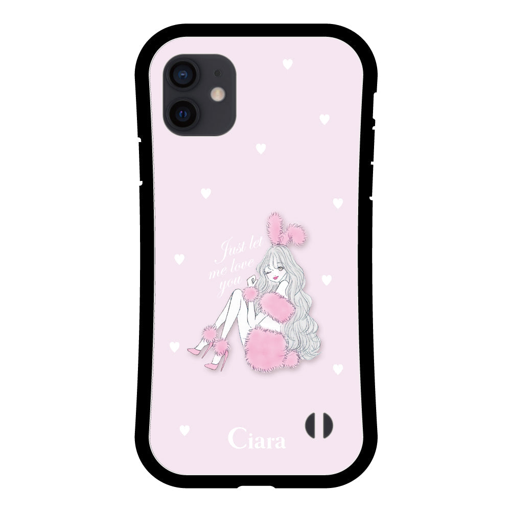 iPhoneXR グリップ 耐衝撃ケース ピンクバニー ピンク