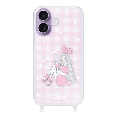 iPhoneケース ストラップクリアケース ピンクバニー