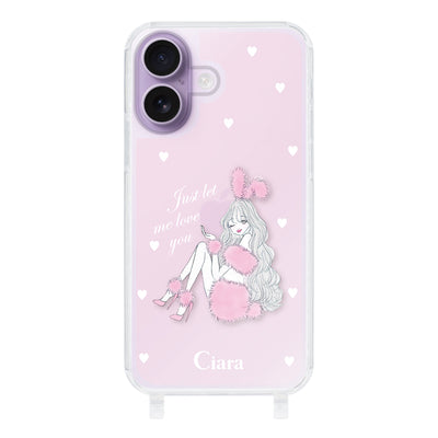 iPhoneケース ストラップクリアケース ピンクバニー