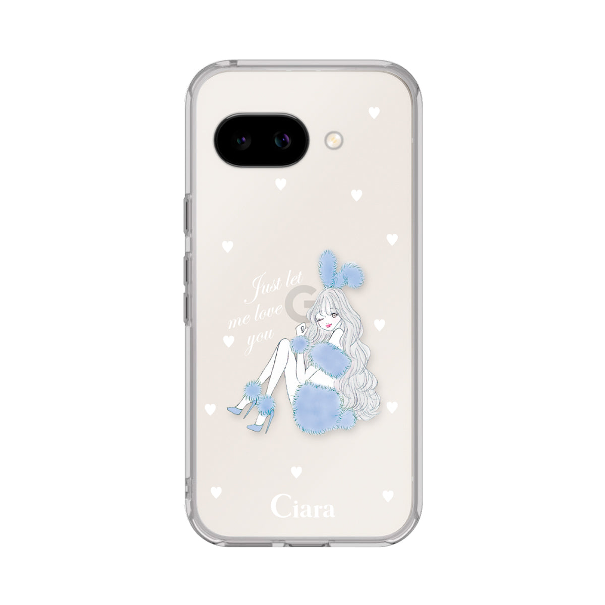 GooglePixel9a クリアケース ブルーバニー クリア