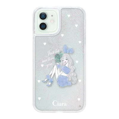 iPhoneケース グリッター オイルクリアケース ブルーバニー