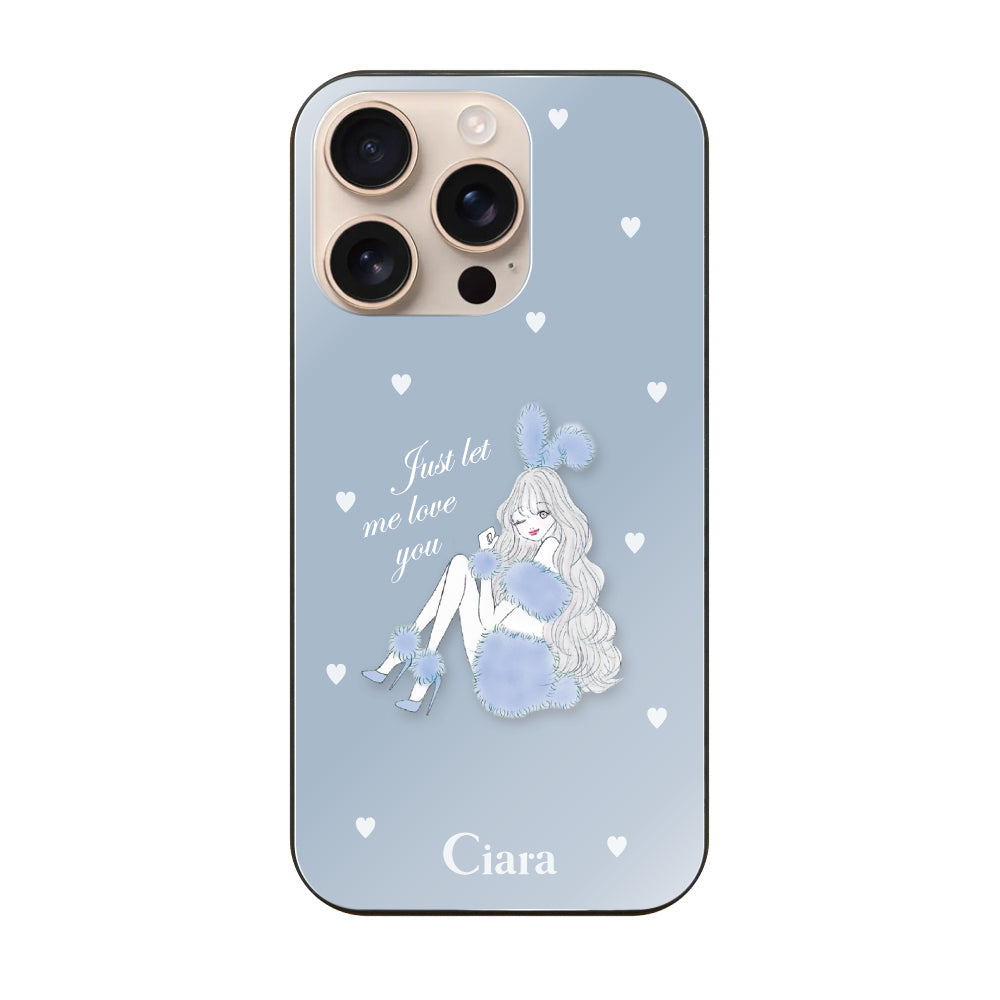 iPhone16Pro ガラス 強化ガラスケース ブルーバニー ブルー
