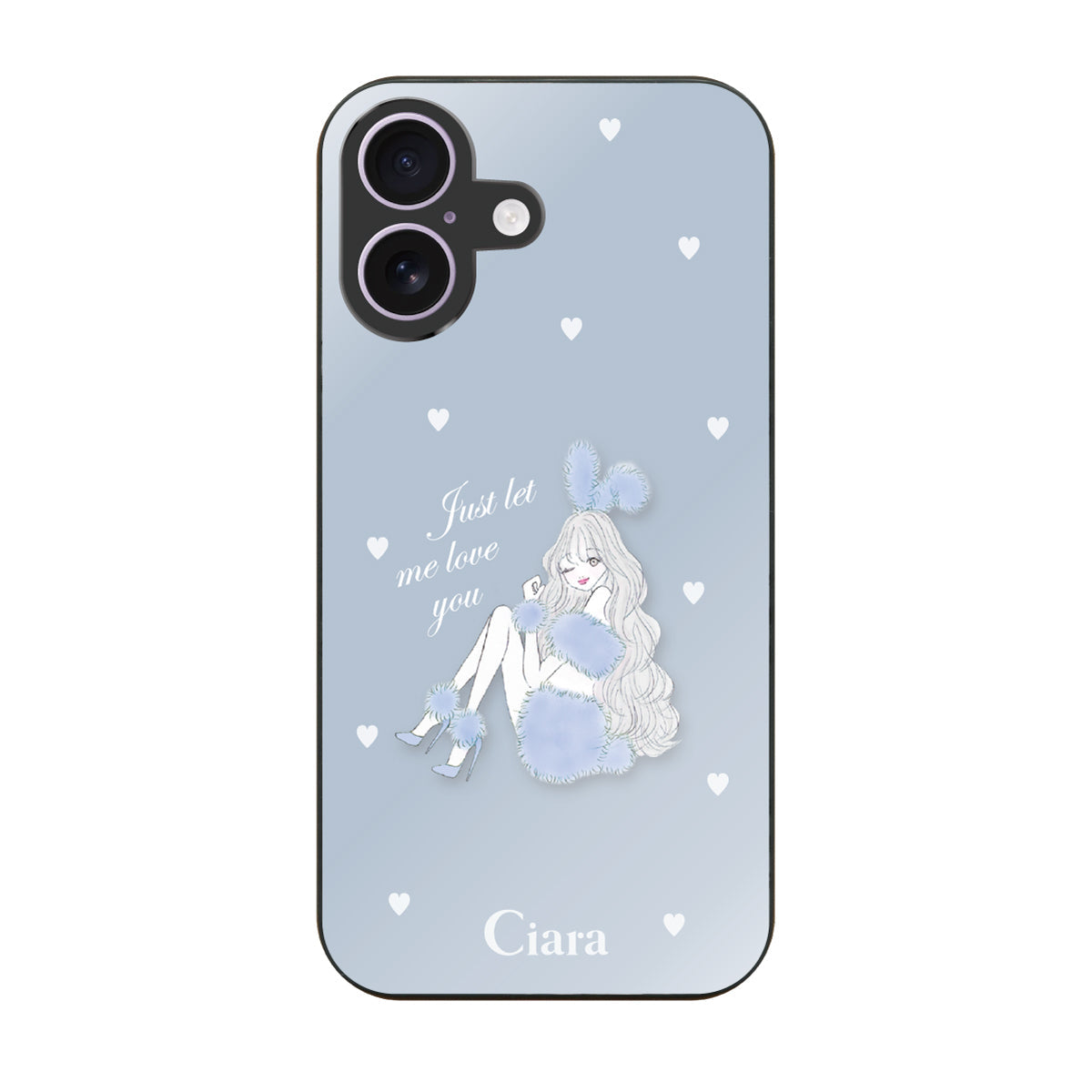 iPhone17 ガラス 強化ガラスケース ブルーバニー ブルー