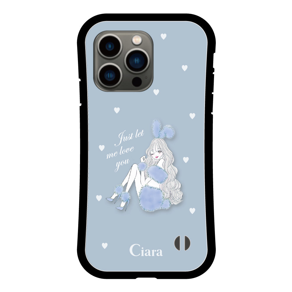 iPhone13Pro グリップ 耐衝撃ケース ブルーバニー ブルー