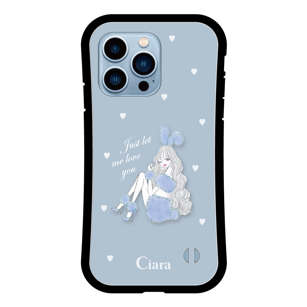 iPhone13ProMax グリップ 耐衝撃ケース ブルーバニー ブルー