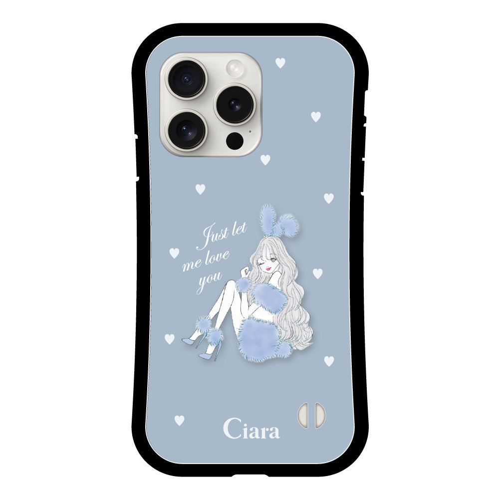 iPhone15ProMax グリップ 耐衝撃ケース ブルーバニー ブルー