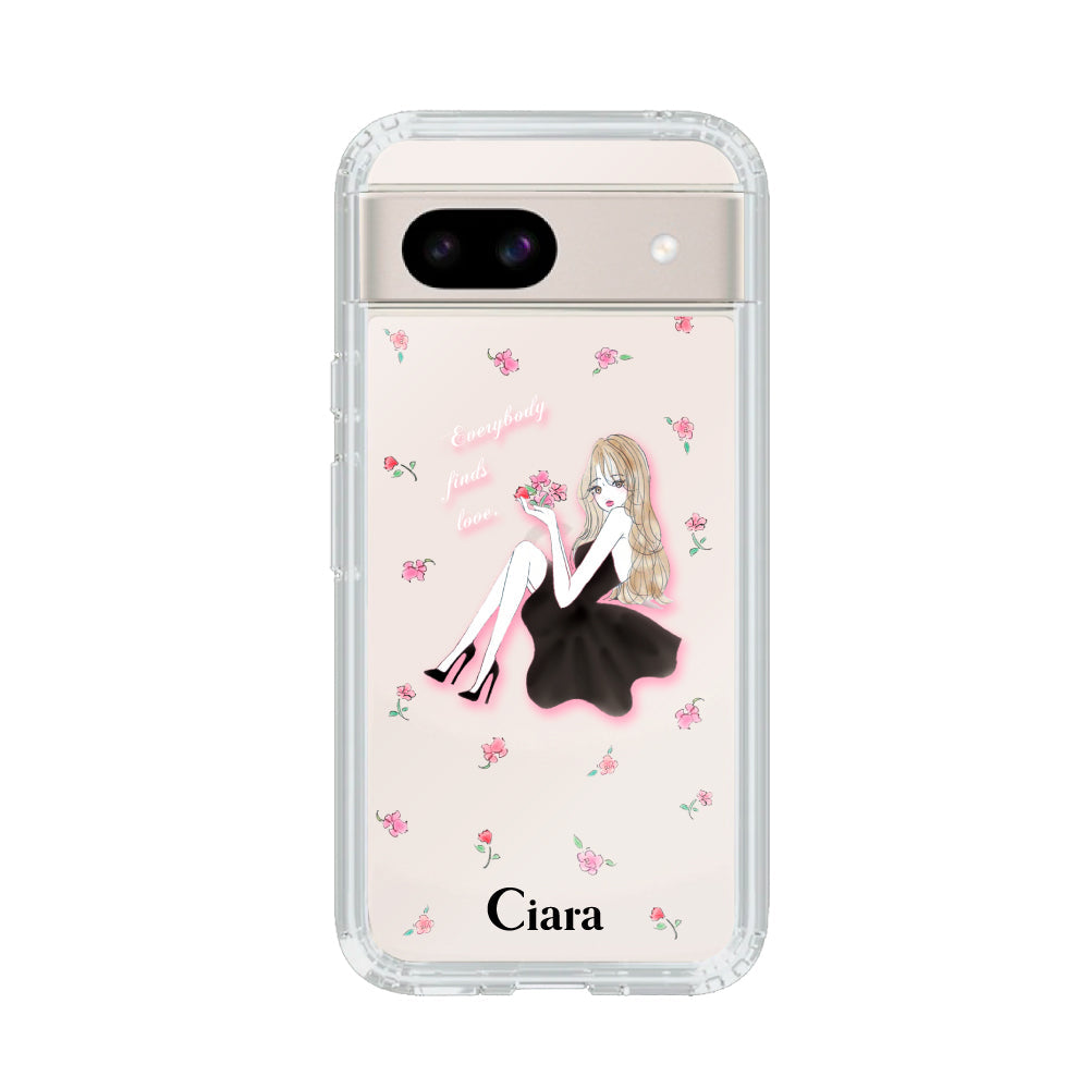 GooglePixel8aケース クリアケース ラベンダーブラックガール クリア