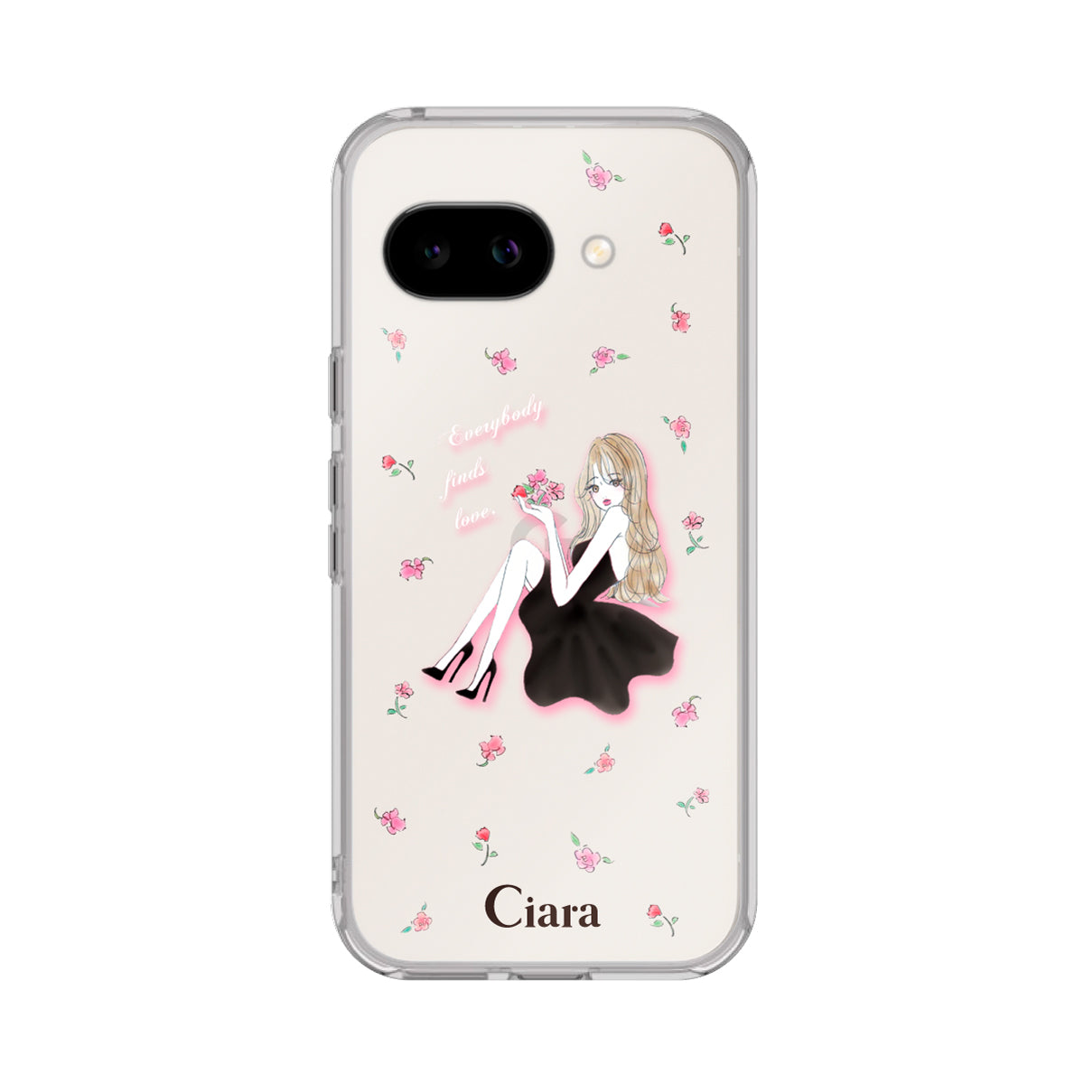 GooglePixel9a クリアケース ラベンダーブラックガール クリア