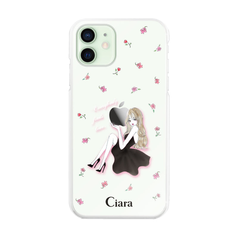 iPhoneケース ハイブリッド クリアケース ラベンダーブラックガール
