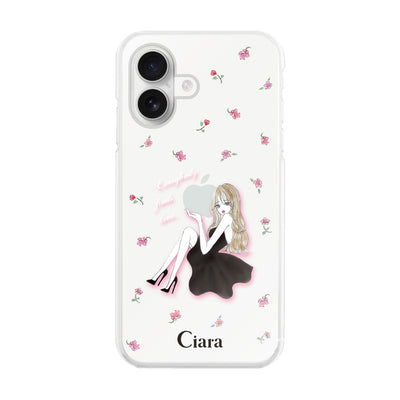iPhoneケース ハイブリッド クリアケース ラベンダーブラックガール
