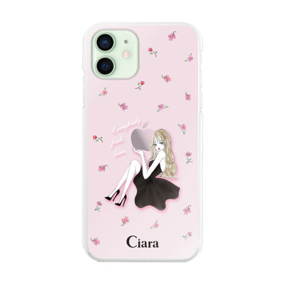 iPhoneケース ハイブリッド クリアケース ラベンダーブラックガール