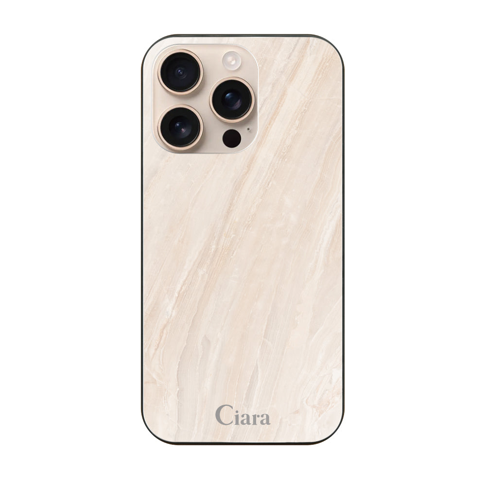 iPhone16Pro ガラス 強化ガラスケース マーブル ベージュ