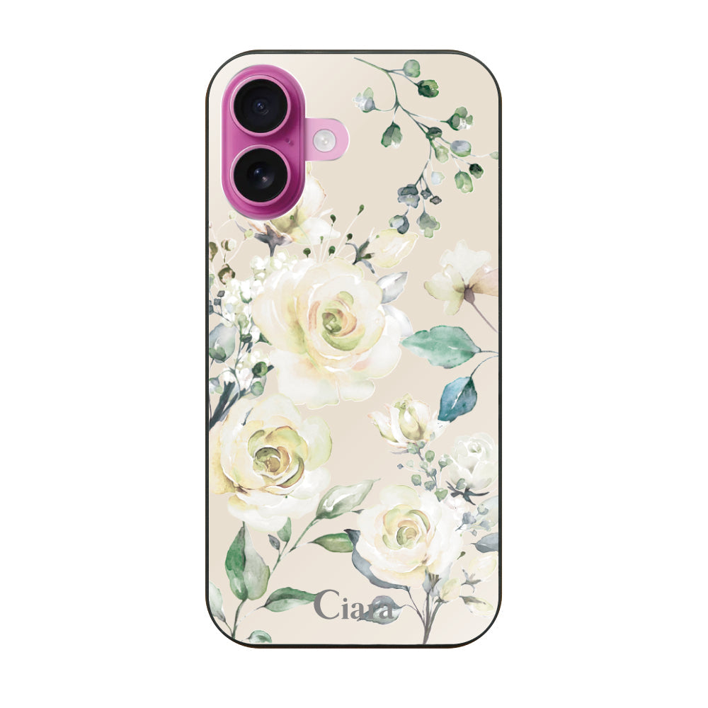 iPhone16 ガラス 強化ガラスケース スプリンクルフラワー イエロー