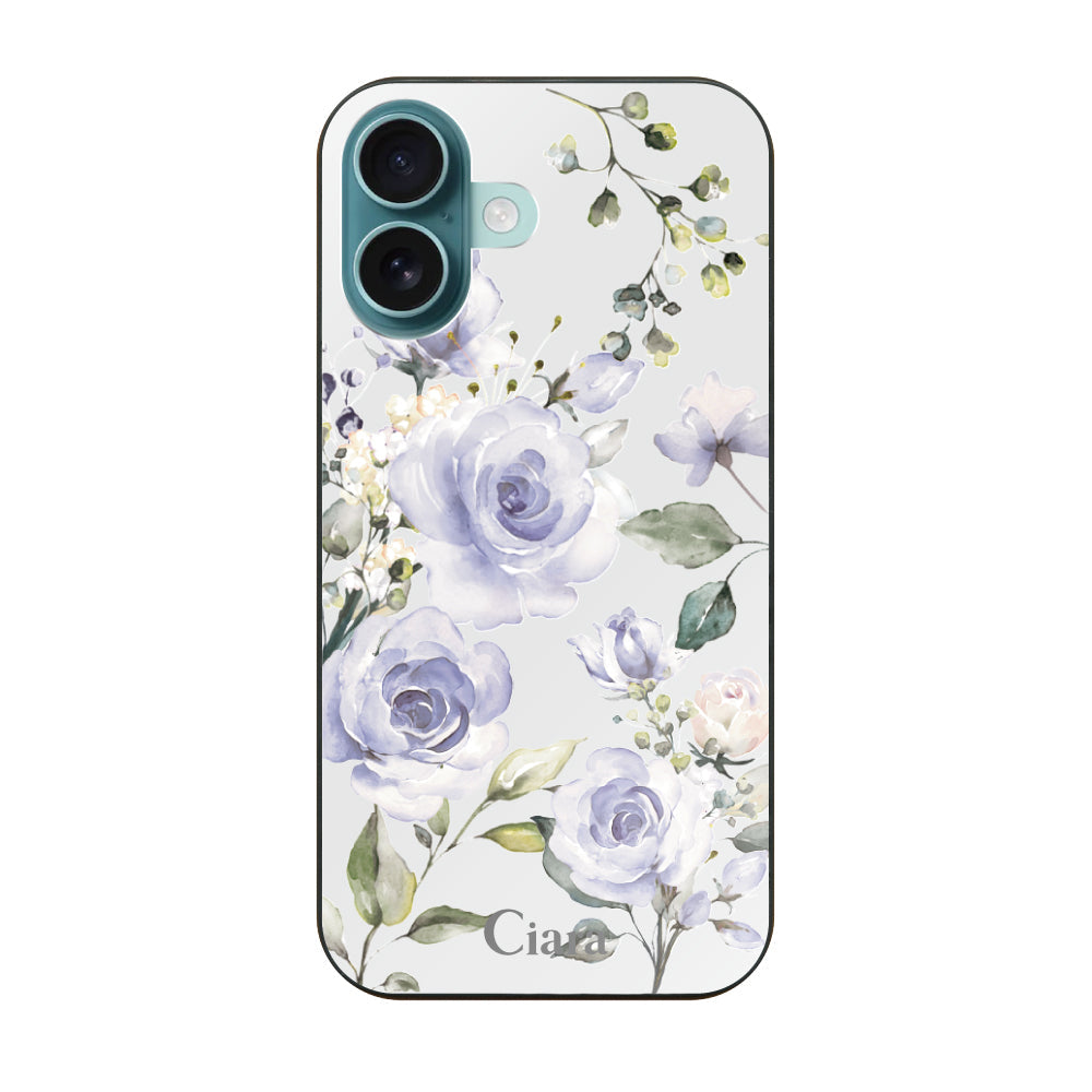 iPhone16Plus ガラス 強化ガラスケース スプリンクルフラワー パープル