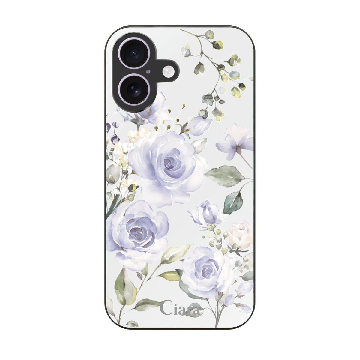 iPhone17 ガラス 強化ガラスケース スプリンクルフラワー パープル