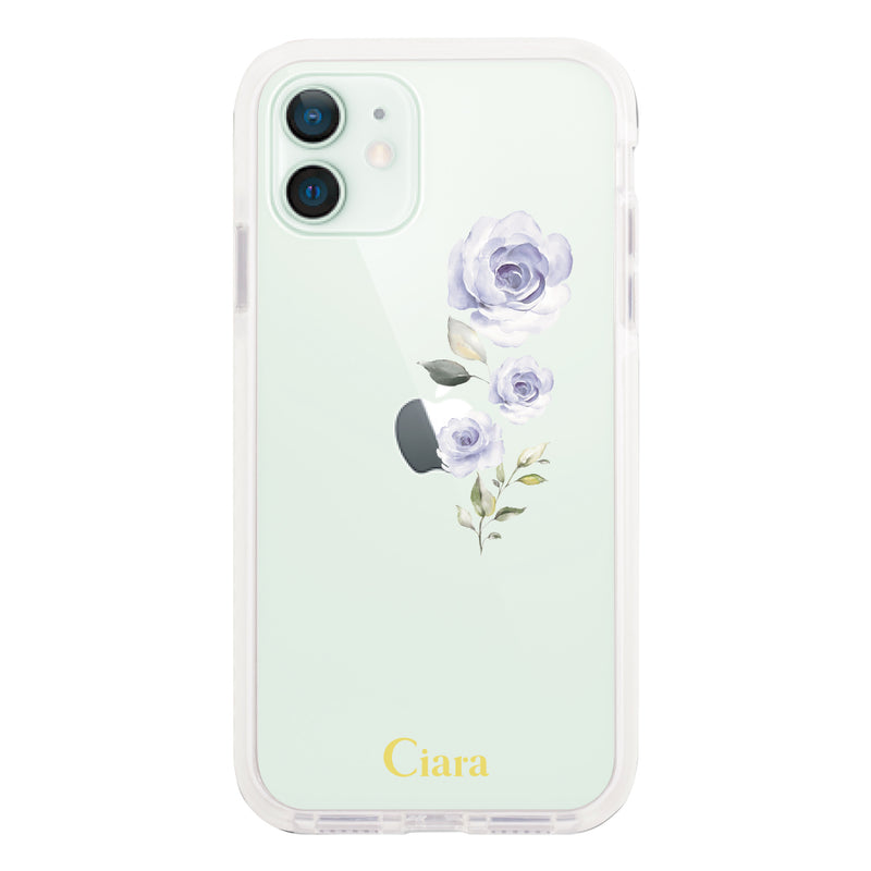 iPhoneケース クッションバンパー 耐衝撃クリアケース ヴァーティカルフラワー