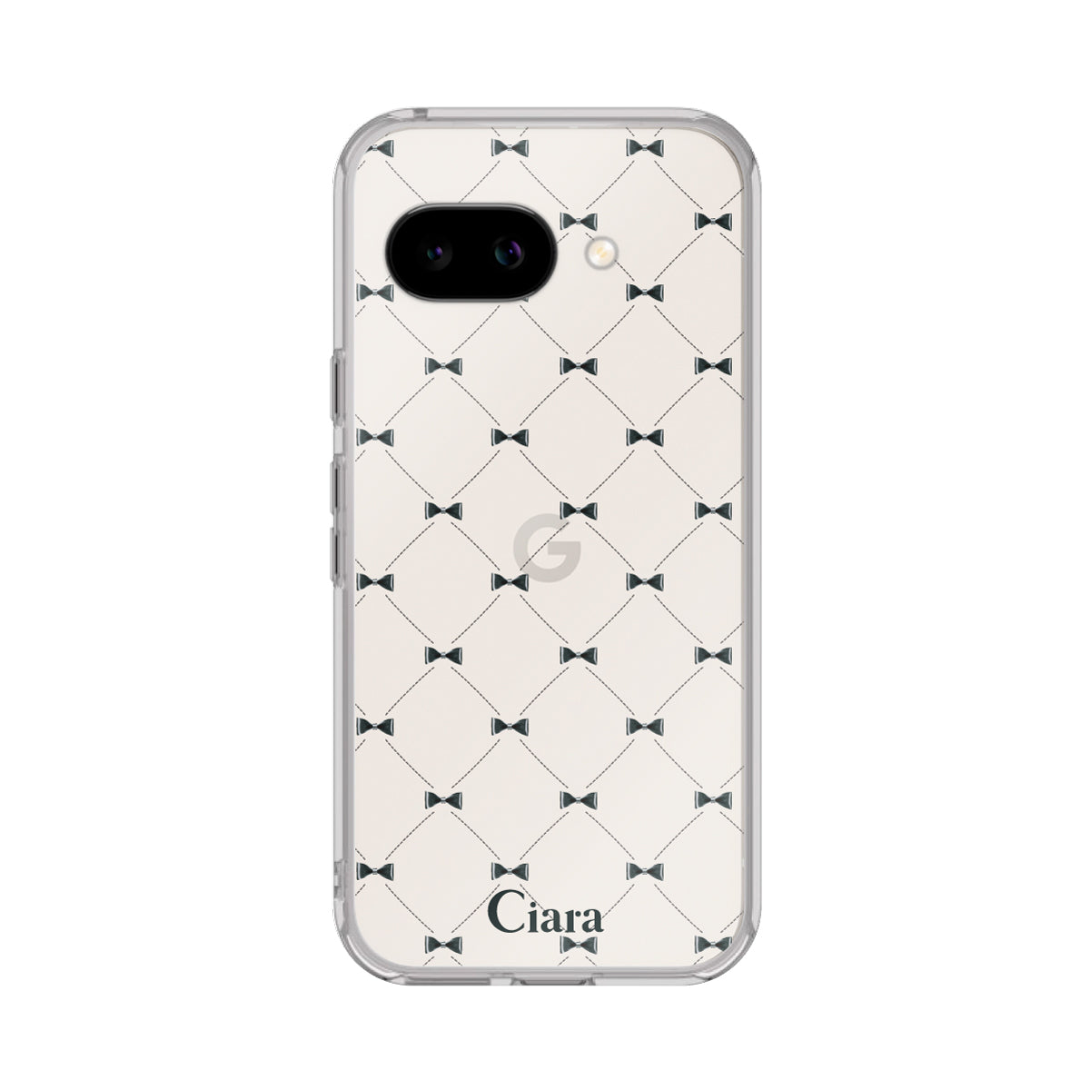 GooglePixel9a クリアケース キルティングリボン ブラック