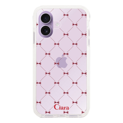 iPhoneケース クッションバンパー 耐衝撃クリアケース キルティングリボン