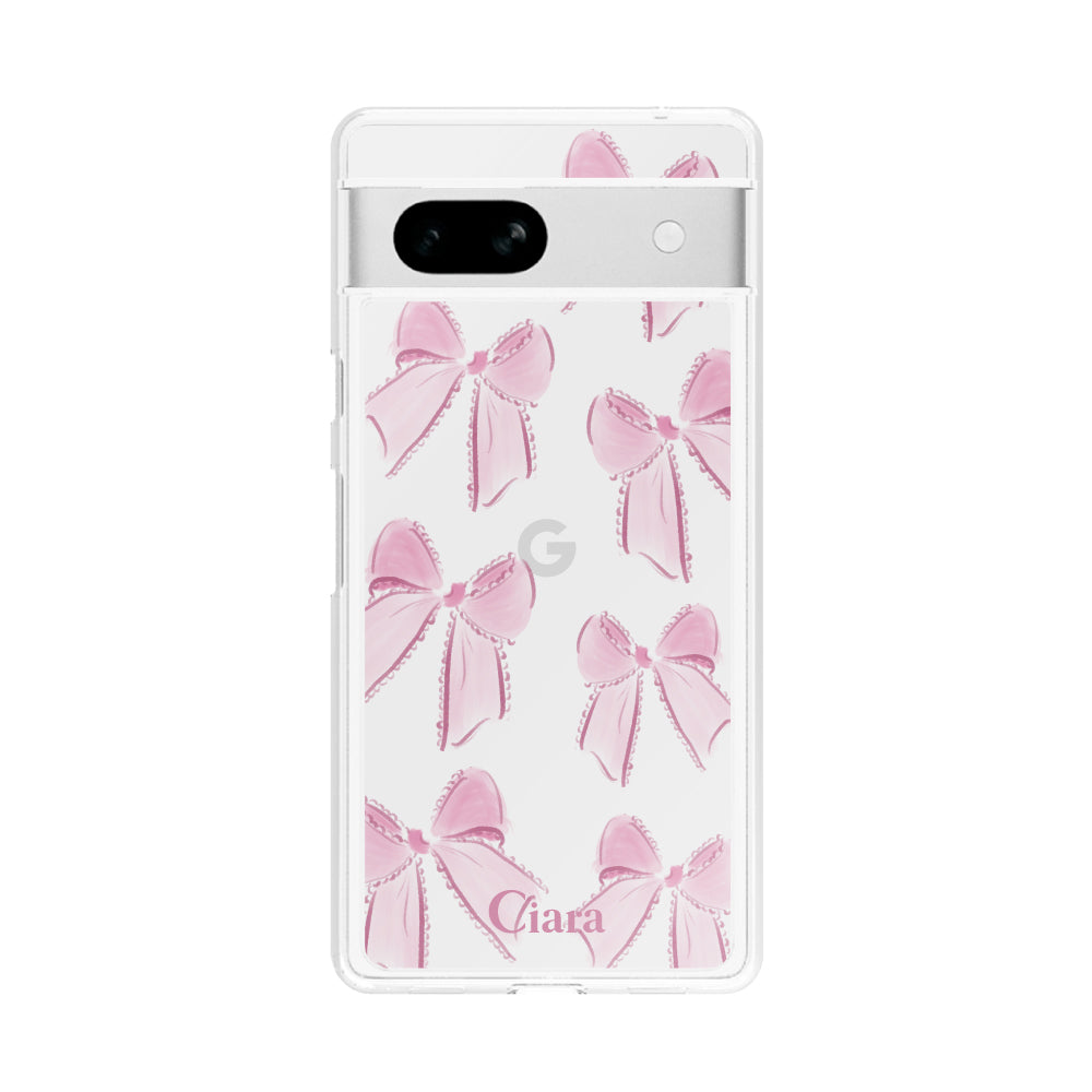 GooglePixel7aケース クリアケース ウォーターリボン ピンク