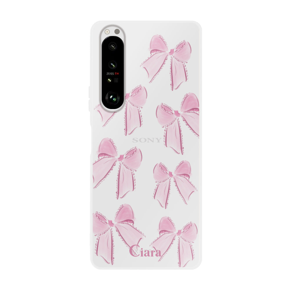 Xperia10Ⅱ クリアケース ウォーターリボン ピンク