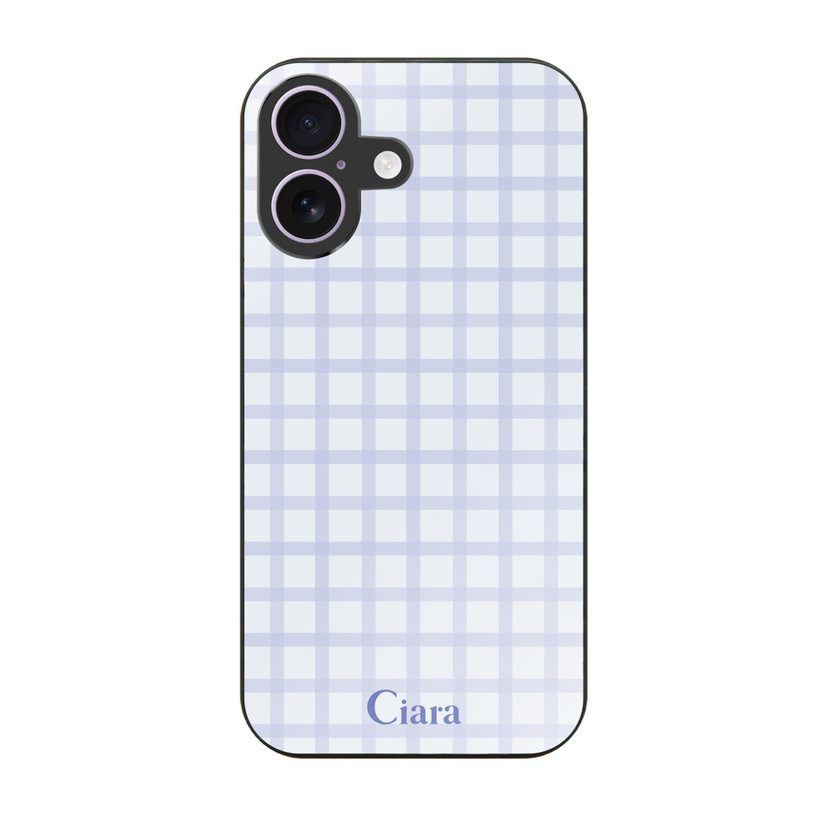 iPhone17 ガラス 強化ガラスケース ブロックチェック ブルー