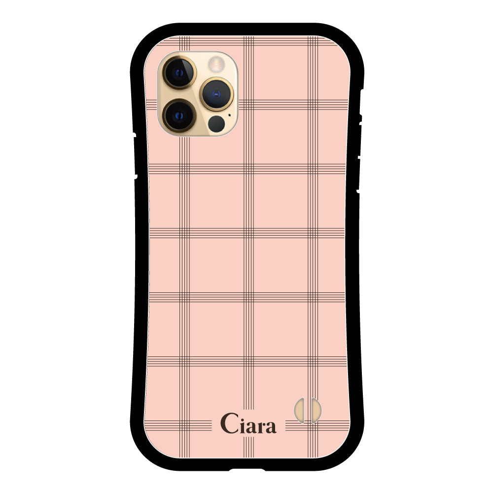 iPhone11Pro グリップ 耐衝撃ケース グラフチェック ママレード