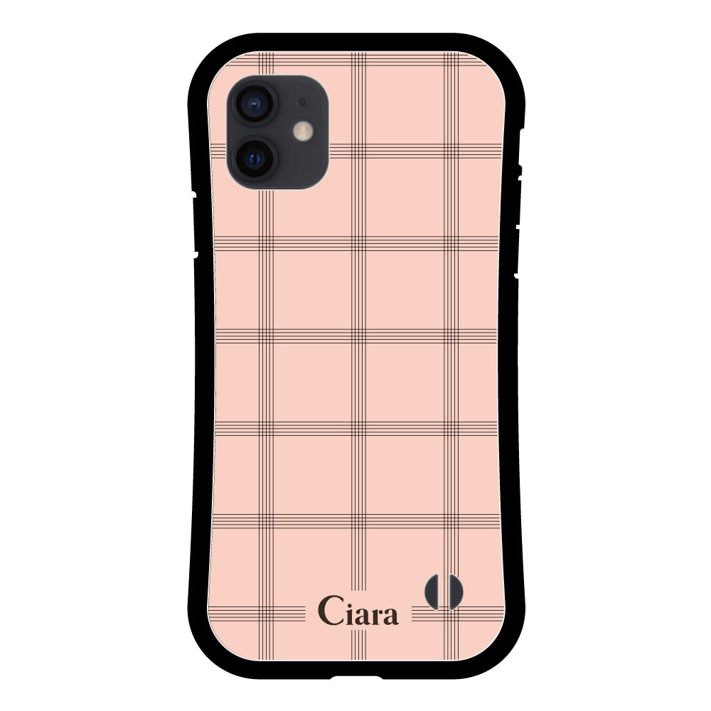 iPhoneXR グリップ 耐衝撃ケース グラフチェック ママレード