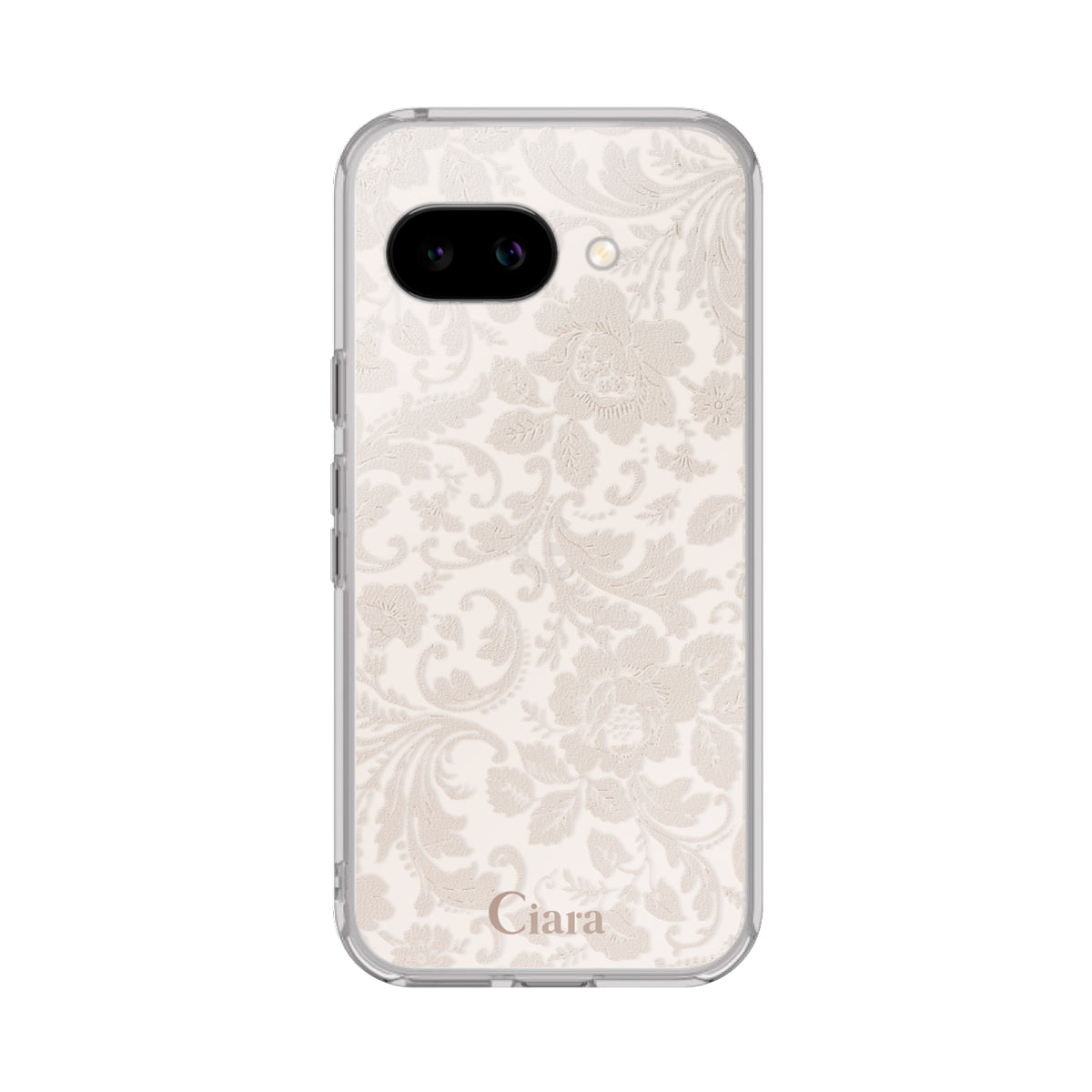 GooglePixel9a クリアケース ヴィンテージフラワー ピンク