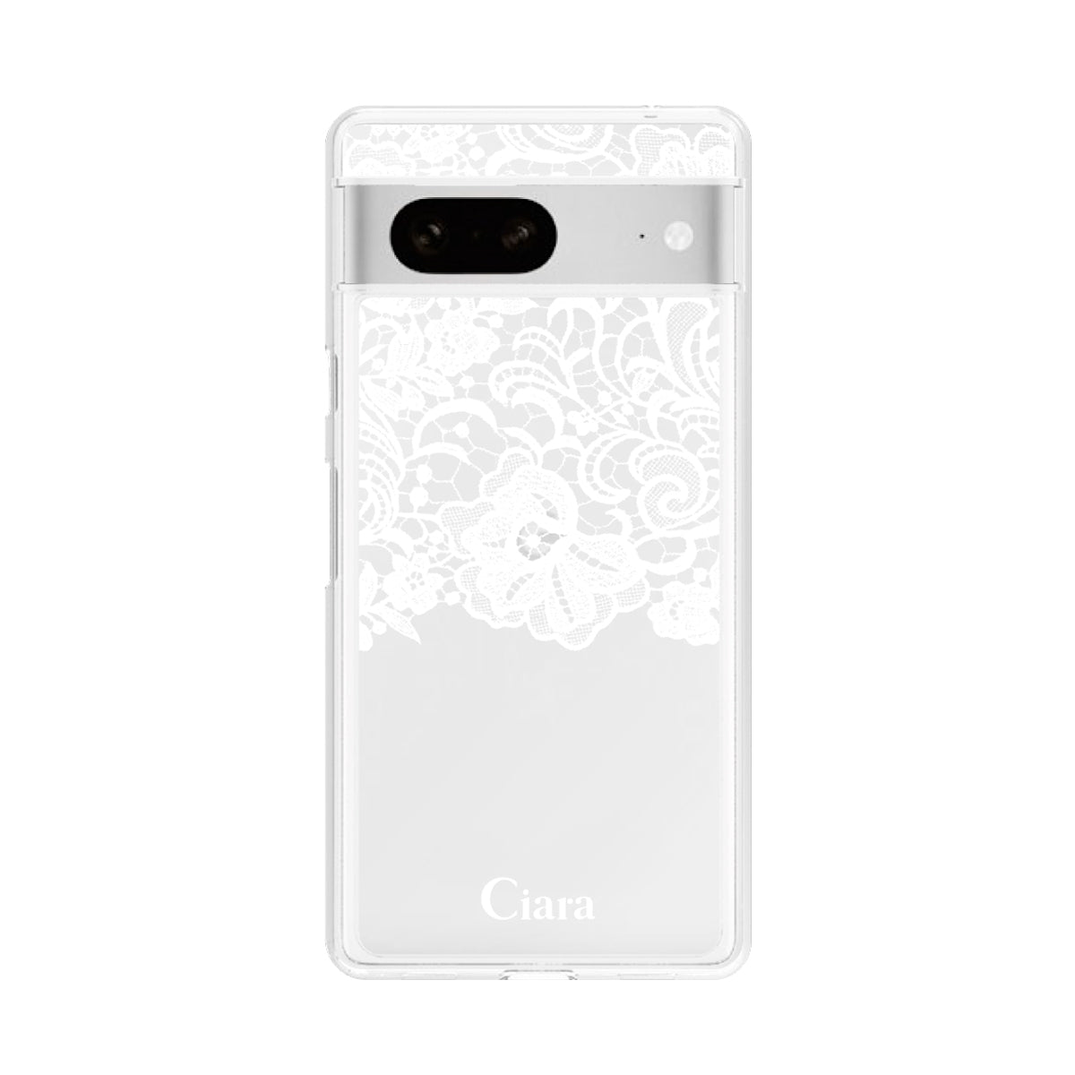 GooglePixel7a クリアケース ファブリックカラーレース ホワイト