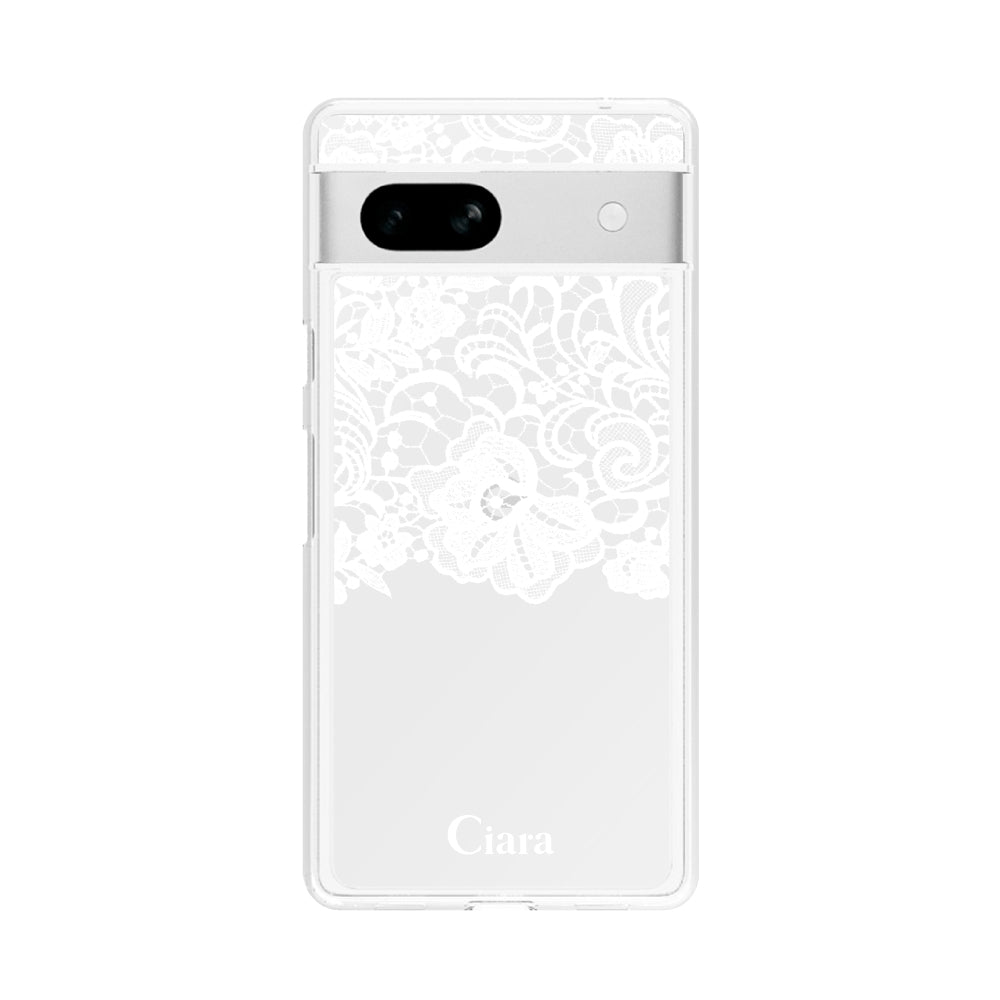 GooglePixel8 クリアケース ファブリックカラーレース グリーン