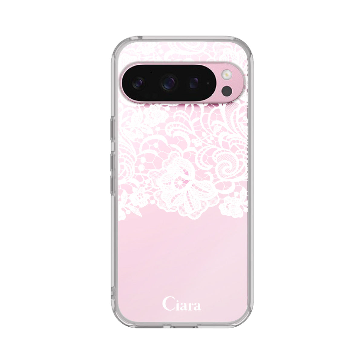 GooglePixel9a クリアケース ファブリックカラーレース ホワイト